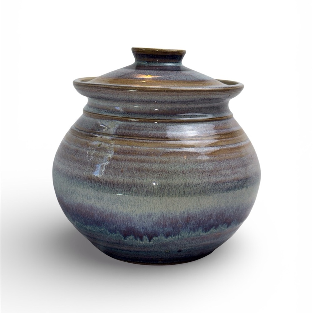 Stunning Studio Art Pottery Lidded Jar / Cookie Canister- Blue & Brown Glaze - Picture 10 of 10